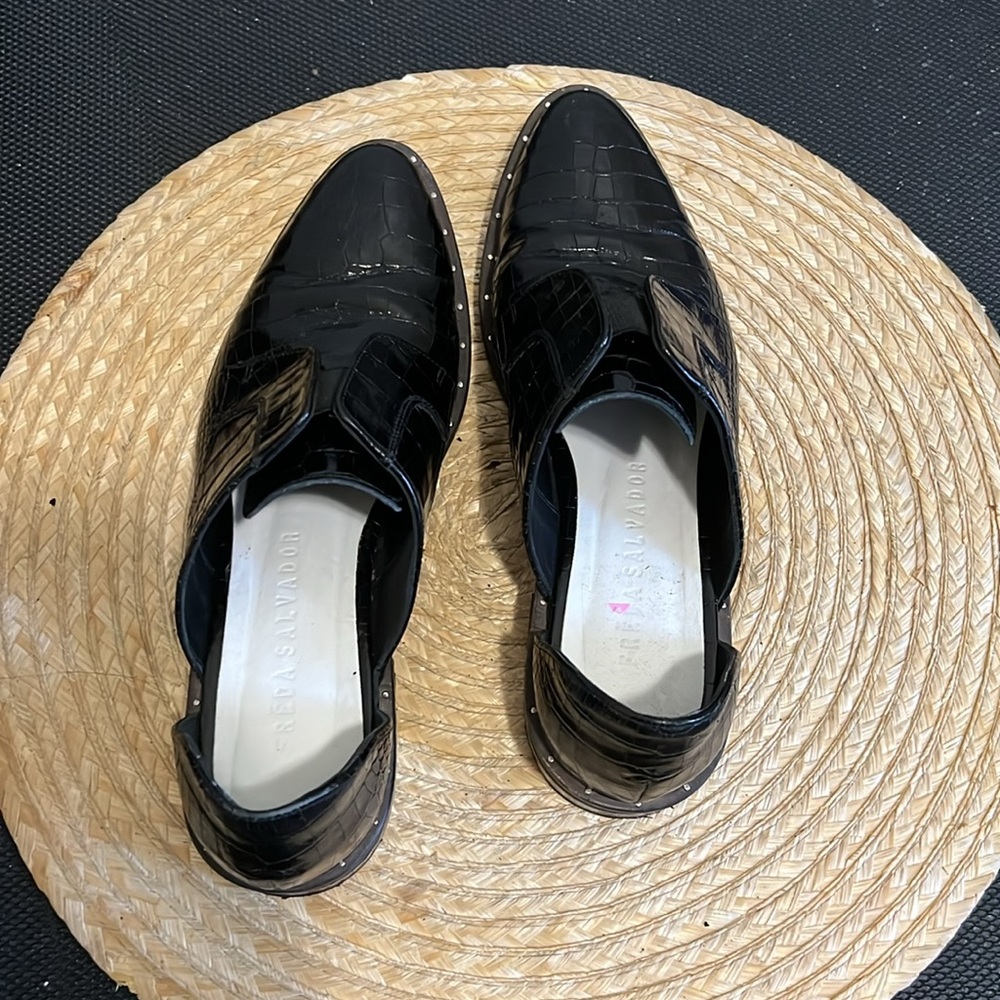 Freda Salvador D’orsay Embossed Croc Leather Oxfords Loafers Shoe Size 6 - Picture 8 of 11